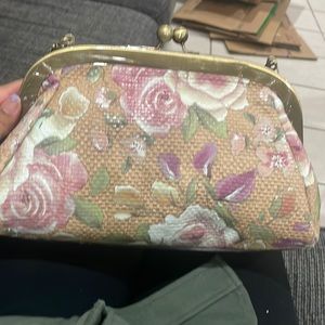 Patricia Nash crackled rose garden straw purse